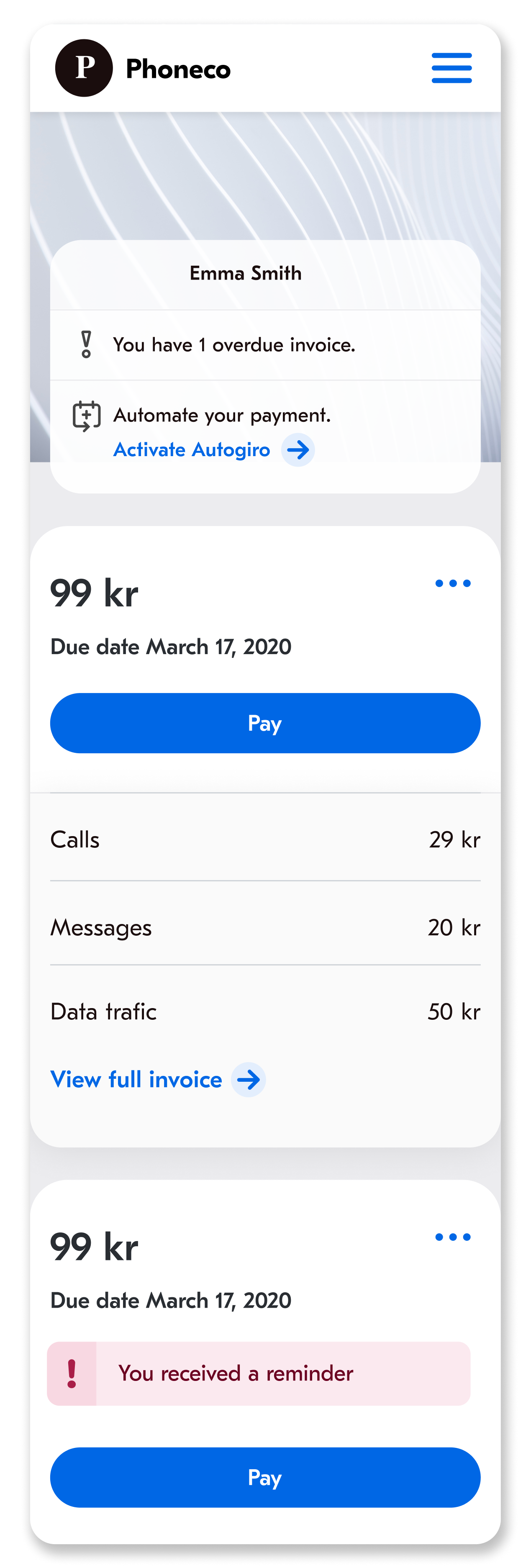 Phoneco app screenshot